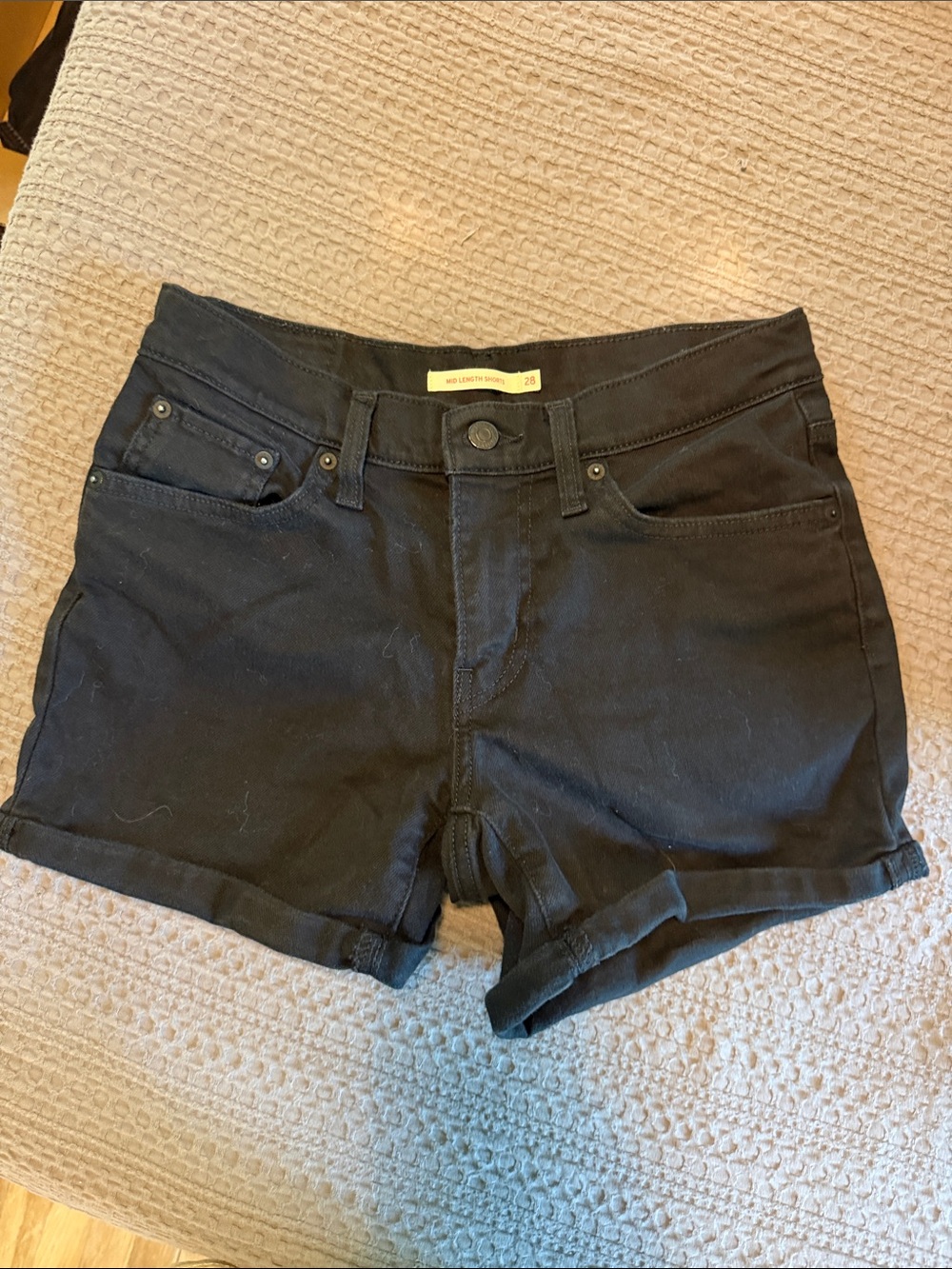Levi's Black Rolled-Hem Denim Shorts